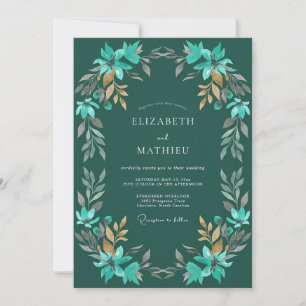 Convite Casamento com Grinalda Verde Esmeralda