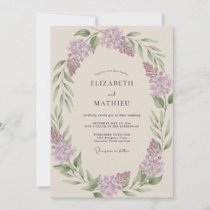 Convite Casamento com Grinalda Verdejante de Lavanda