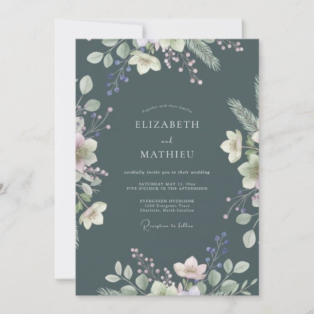 Convite Casamento com Hera de Marfim Slate (Frente)