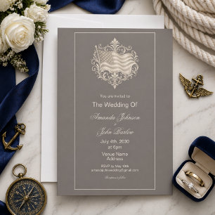 Convite Casamento com Honrarias Militares da Bandeira Amer