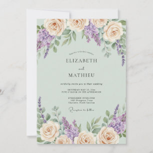 Convite Casamento com Hortelã Pêssego Wisteria