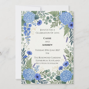 Convite Casamento com Hortênsia Azul