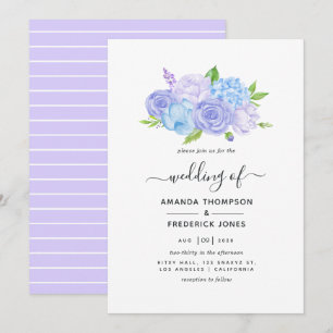 Convite Casamento com Hortênsia Azul e Lavanda Claro