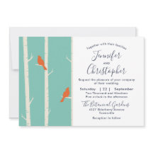 Casamento com Ilustração de Árvore de Aves