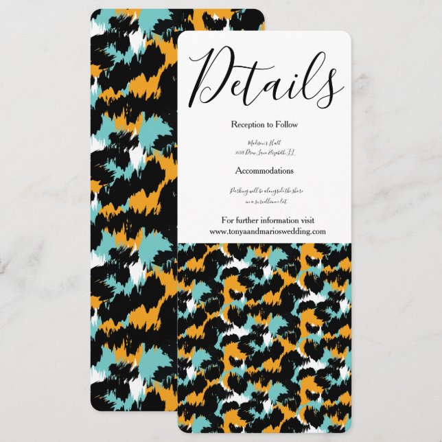 Convite Casamento com Impressão Animal Feline Splash (Frente/Verso)