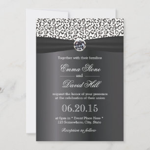 Convite Casamento com Impressão de Leopardo da Neve e Fita