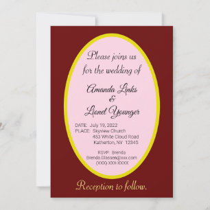 Convite Casamento com Janela Marrom e Rosa