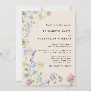 Convite Casamento com Jardim de Flores Silvestres em Tom T