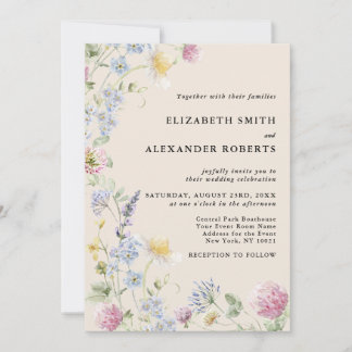 Convite Casamento com Jardim de Flores Silvestres em Tom T