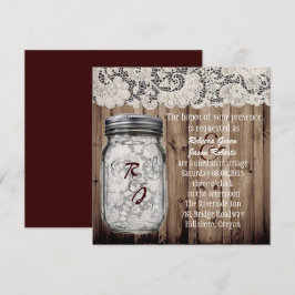 Convite casamento com jarro de pedreiro em madeira rústica