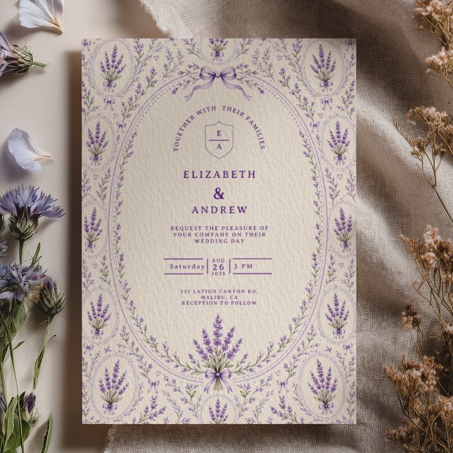 Convite Casamento com Laço de Lavanda (Criador carregado)