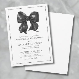 Convite Casamento com Laço Preto Elegante