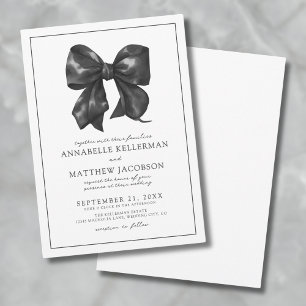 Convite Casamento com Laço Preto Elegante