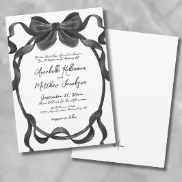 Convite Casamento com Laço Preto Elegante