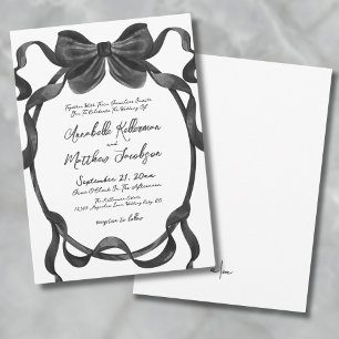 Convite Casamento com Laço Preto Elegante