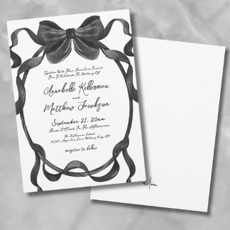 Convite Casamento com Laço Preto Elegante
