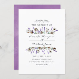 Convite Casamento com Lavanda de Algodão Aquoso