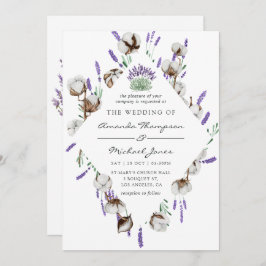 Convite Casamento com Lavanda de Algodão Aquoso