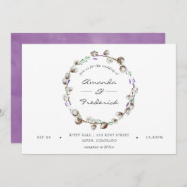 Convite Casamento com Lavanda de Algodão Aquoso