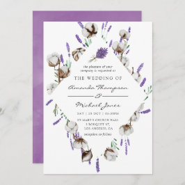 Convite Casamento com Lavanda de Algodão Aquoso