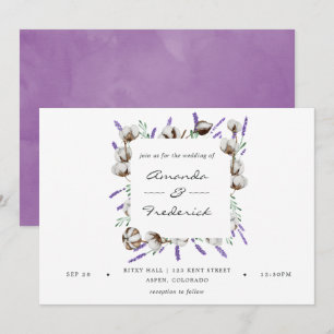 Convite Casamento com Lavanda de Algodão Aquoso