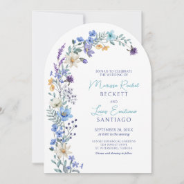 Convite Casamento com Lavanda de Flor Selvagem de Teal Azu