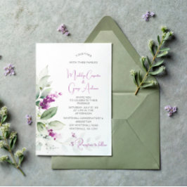Convite Casamento com Lavanda de roxo