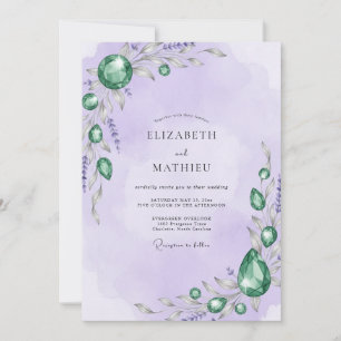 Convite Casamento com Lavanda Esmeralda Jóia Eucalipto