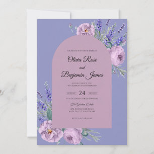 Convite Casamento com Lavanda Eucalipto e Azul-Pervinca