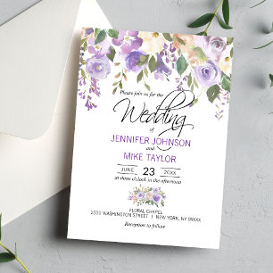 Convite Casamento com Lavanda Floral Purple Lilac