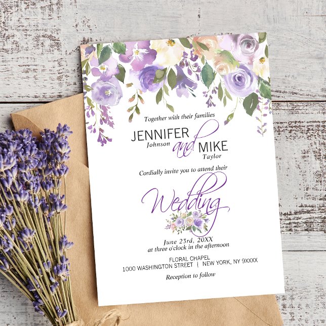 Convite Casamento com Lavanda Floral Purple Lilac (Criador carregado)