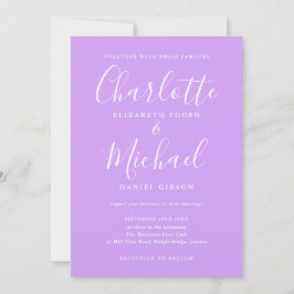 Convite Casamento com Lavanda Lilac Chic de Script de Assi