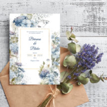 Casamento com Lavanda Romântica Blue Floral Waterc