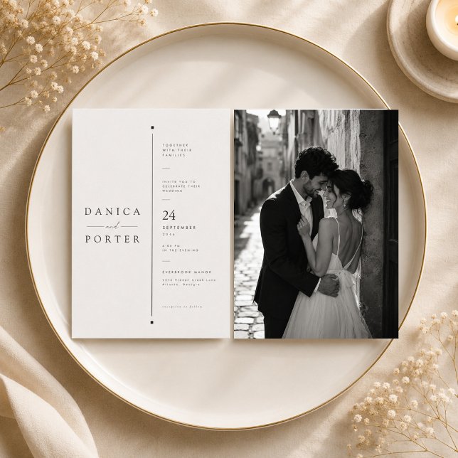 Convite Casamento com Layout Dividido Arquitetônico (Criador carregado)