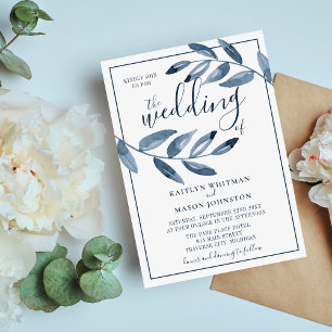 Convite Casamento com Leaf do Indigo Bliss Watercolor
