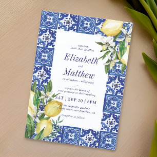 Convite Casamento com Lemon Foliage Blue Mediterranean