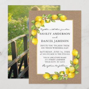 Convite Casamento com Lemons Greenery Foto Kraft