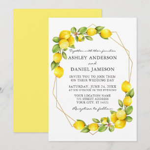 Convite Casamento com Lemons Greenery Geo Frame