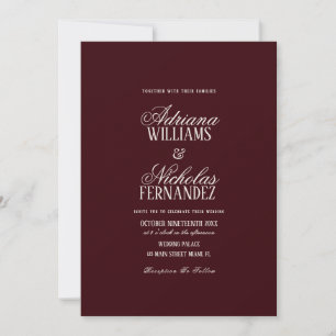 Convite Casamento com Letra Burgundy Old Money