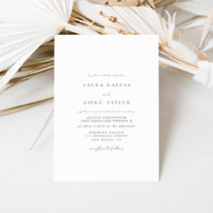 Convite Casamento com Letra Cinza Branco