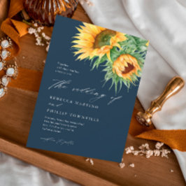 Convite Casamento com Letra de Aguarela de Girassol Rústic
