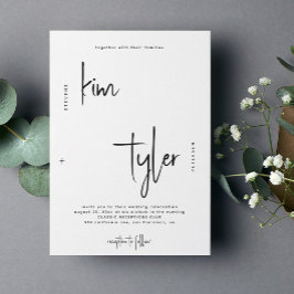 Convite Casamento com letra de assinatura simples minimali