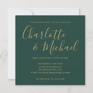 Convite Casamento com Letra de Assinatura Verde Esmeralda