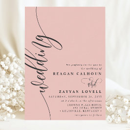 Convite Casamento com Letra de Caligrafia Elegante em Cora