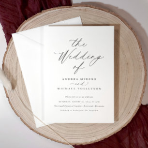 Convite Casamento com Letra de Caligrafia Simples e Elegan