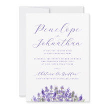 Casamento com Letra de Lavanda em Aquarela Elegant