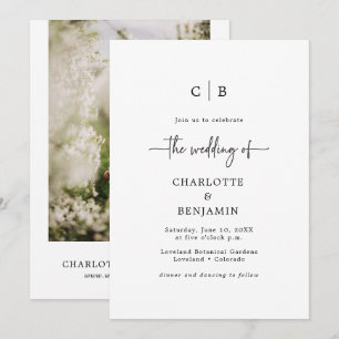 Convite Casamento com Letra de Script Minimalista Moderna