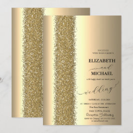 Convite Casamento com Letra Elegante Dourada Brilhante