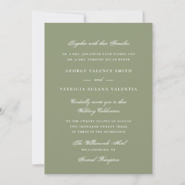 Convite Casamento com Letra Elegante em Verde Musgo