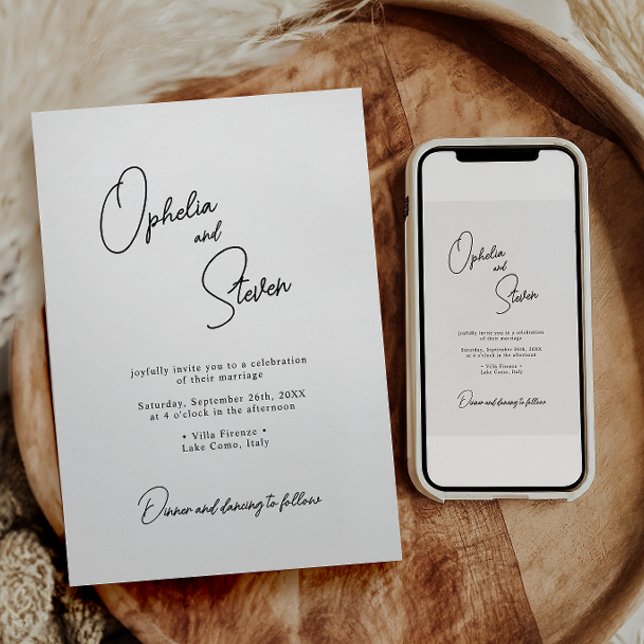 Convite Casamento com Letra Elegante Minimalista Moderna (Criador carregado)